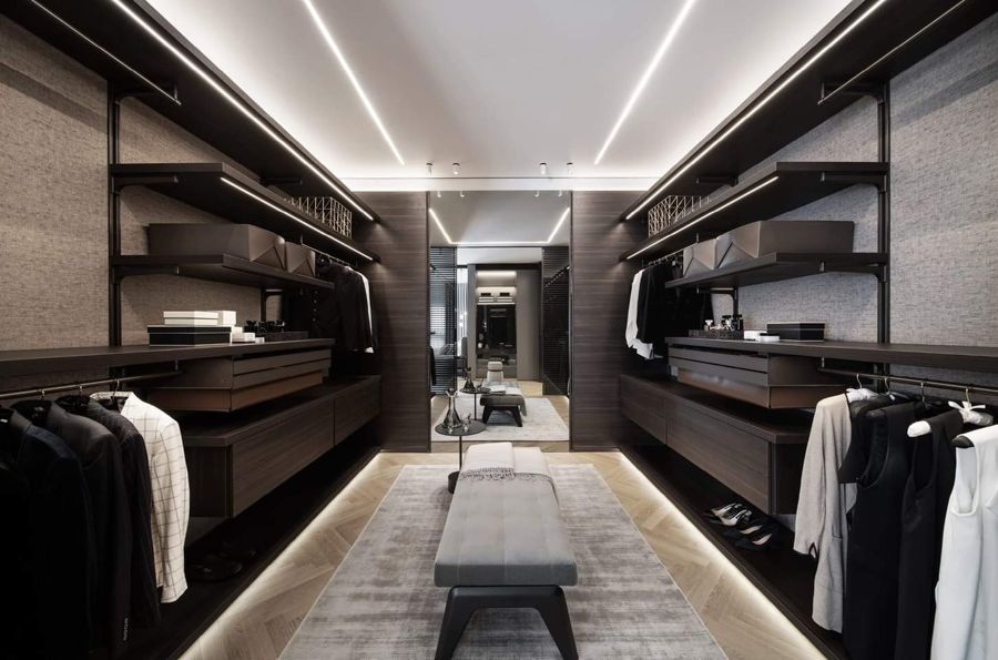 Dark Stone Master Suite — walk-in closets, built-ins & wall units, wall paneling by iKitchen Cabinetry, view 8