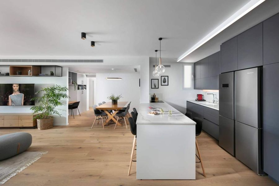 Grey and Oak Apartment — custom kitchens, built-ins & wall units, bathroom vanities by iKitchen Cabinetry, view 2