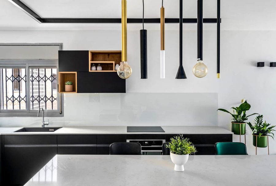 Herringbone Media Wall Duplex — custom kitchens, built-ins & wall units, wall paneling, bathroom vanities by iKitchen Cabinetry