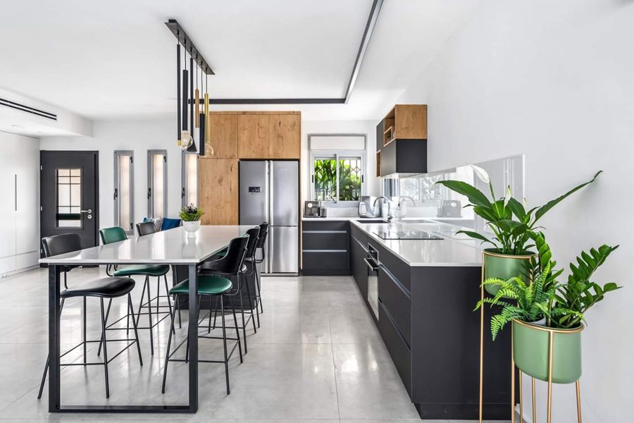 Herringbone Media Wall Duplex — custom kitchens, built-ins & wall units, wall paneling, bathroom vanities by iKitchen Cabinetry, view 3