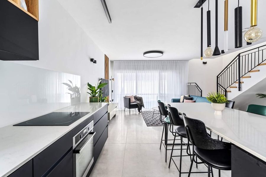 Herringbone Media Wall Duplex — custom kitchens, built-ins & wall units, wall paneling, bathroom vanities by iKitchen Cabinetry, view 4