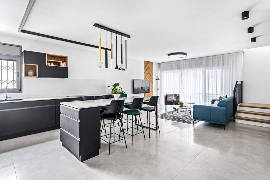 Herringbone Media Wall Duplex — custom kitchens, built-ins & wall units, wall paneling, bathroom vanities by iKitchen Cabinetry, view 5