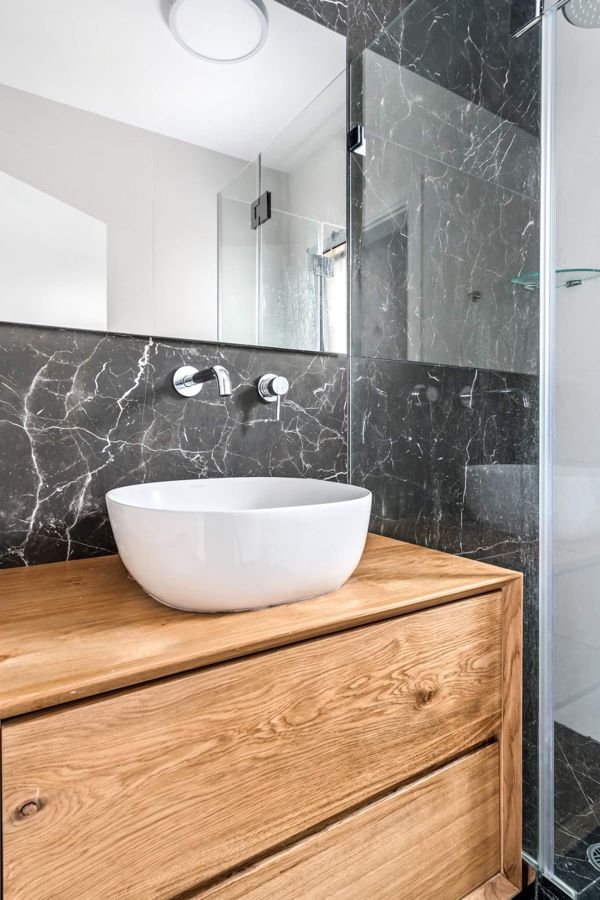 Herringbone Media Wall Duplex — custom kitchens, built-ins & wall units, wall paneling, bathroom vanities by iKitchen Cabinetry, view 13