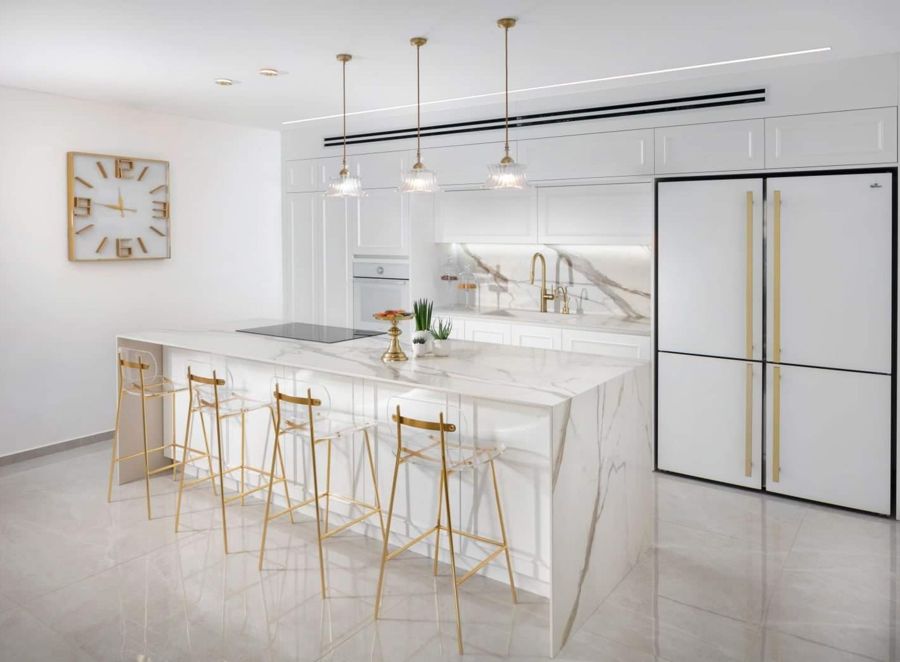 Marble and Rose Gold House — custom kitchens, built-ins & wall units, wall paneling, bathroom vanities, walk-in closets by iKitchen Cabinetry