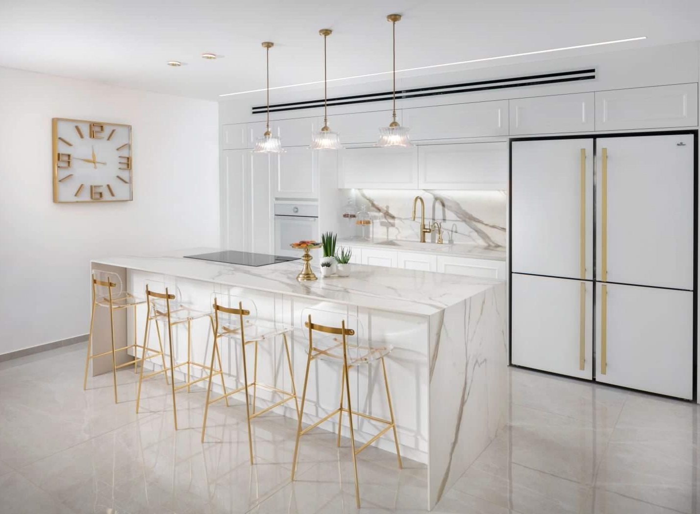 Marble and Rose Gold House — custom kitchens, built-ins & wall units, wall paneling, bathroom vanities, walk-in closets by iKitchen Cabinetry