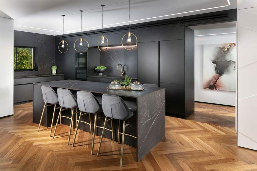 Parquet and Marble Apartment — custom kitchens, built-ins & wall units, bathroom vanities by iKitchen Cabinetry