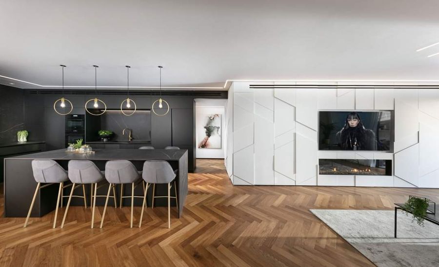 Parquet and Marble Apartment — custom kitchens, built-ins & wall units, bathroom vanities by iKitchen Cabinetry, view 3