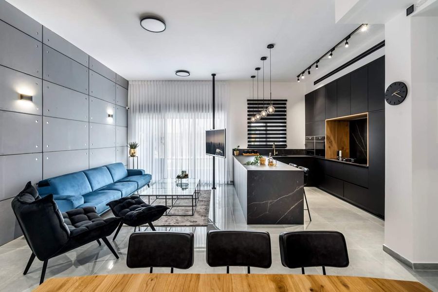 Petrol Blue and Brass Apartment — built-ins & wall units, bathroom vanities by iKitchen Cabinetry, view 2