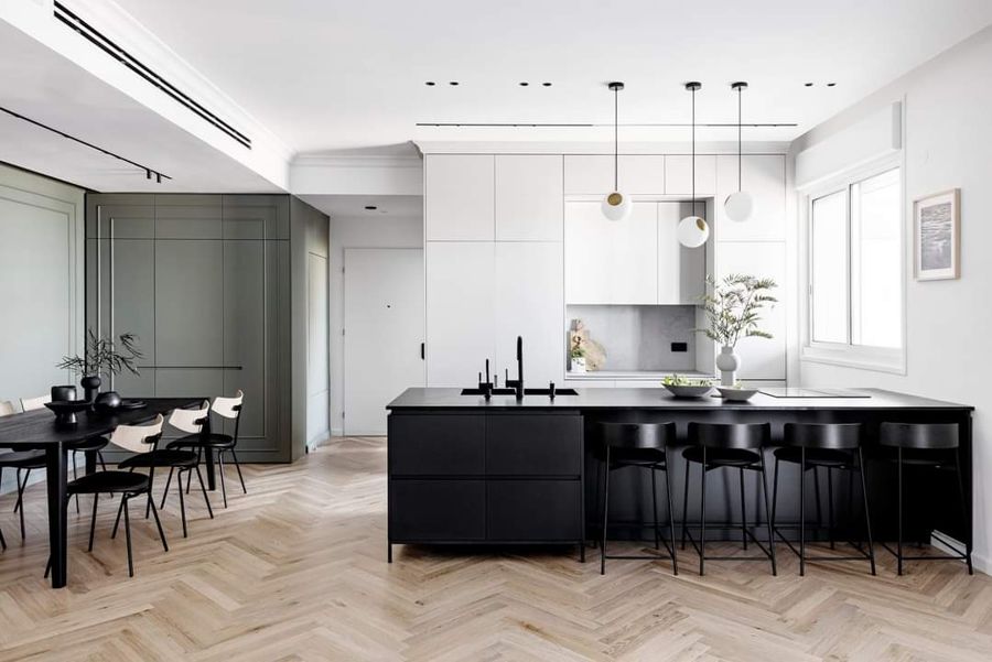 Sage and Herringbone Apartment — custom kitchens, built-ins & wall units, bathroom vanities by iKitchen Cabinetry, view 5