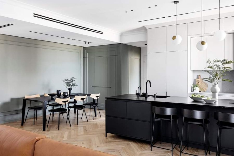 Sage and Herringbone Apartment — custom kitchens, built-ins & wall units, bathroom vanities by iKitchen Cabinetry, view 6