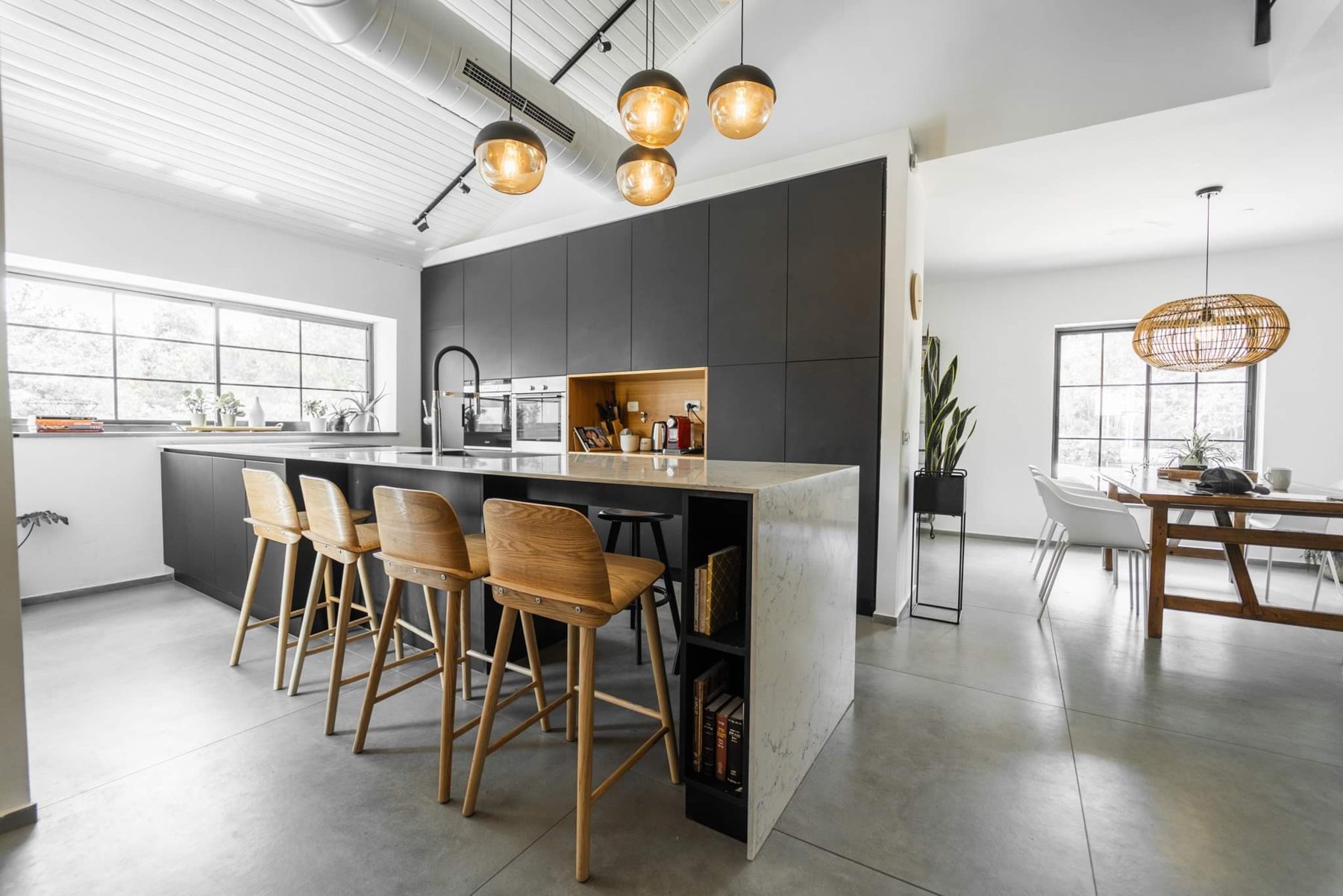 Slat Screen House — custom kitchens, built-ins & wall units, wall paneling, bathroom vanities by iKitchen Cabinetry