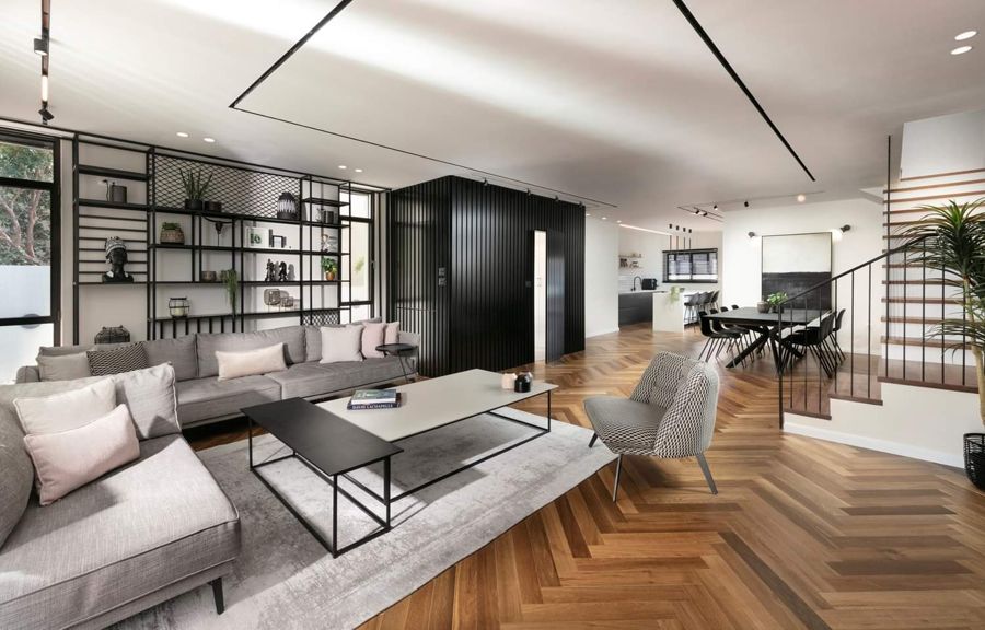 Slat Wall Library House — built-ins & wall units, wall paneling by iKitchen Cabinetry, view 3