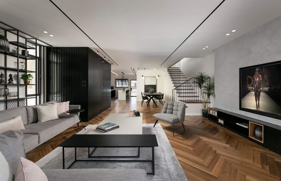 Slat Wall Library House — built-ins & wall units, wall paneling by iKitchen Cabinetry, view 7