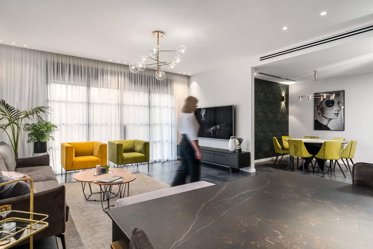 Teal and Brass Apartment — built-ins & wall units, bathroom vanities by iKitchen Cabinetry