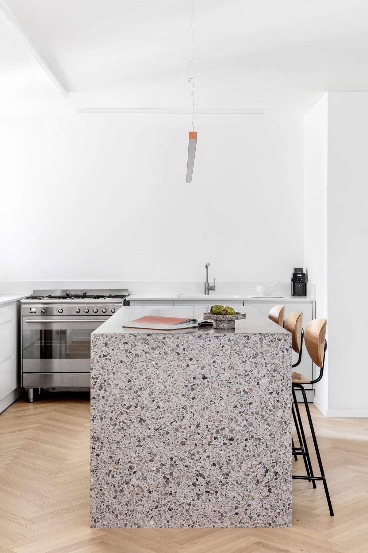 Terrazzo Island Apartment — custom kitchens, built-ins & wall units, bathroom vanities by iKitchen Cabinetry