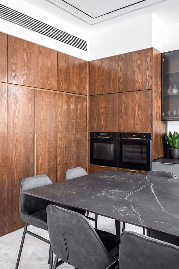 Walnut and Slate Apartment — custom kitchens, built-ins & wall units, bathroom vanities by iKitchen Cabinetry