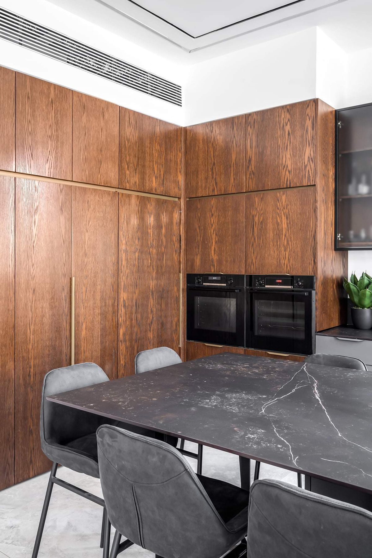 Walnut and Slate Apartment — custom kitchens, built-ins & wall units, bathroom vanities by iKitchen Cabinetry