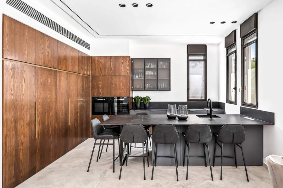 Walnut and Slate Apartment — custom kitchens, built-ins & wall units, bathroom vanities by iKitchen Cabinetry, view 4