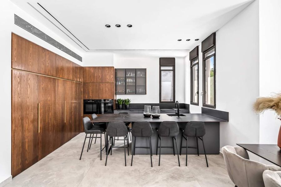Walnut and Slate Apartment — custom kitchens, built-ins & wall units, bathroom vanities by iKitchen Cabinetry, view 5