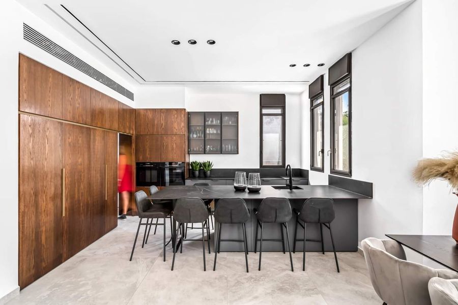 Walnut and Slate Apartment — custom kitchens, built-ins & wall units, bathroom vanities by iKitchen Cabinetry, view 6