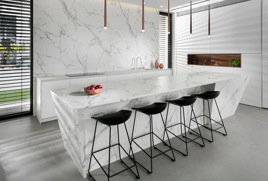 White Marble House by iKitchen Cabinetry