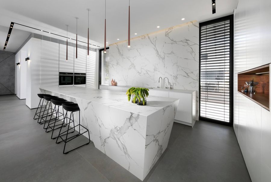 White Marble House — custom kitchens, built-ins & wall units, wall paneling, bathroom vanities by iKitchen Cabinetry, view 2