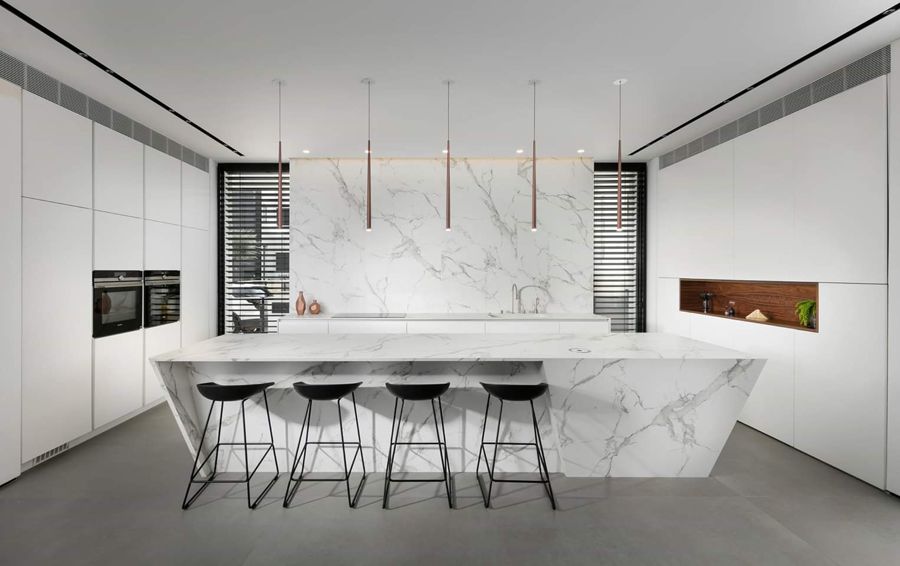 White Marble House — custom kitchens, built-ins & wall units, wall paneling, bathroom vanities by iKitchen Cabinetry, view 3